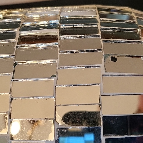 NEW Silver Mosaic Glass Vase/Candleholder, 8" tall, 6" diameter - Picture 8 of 8